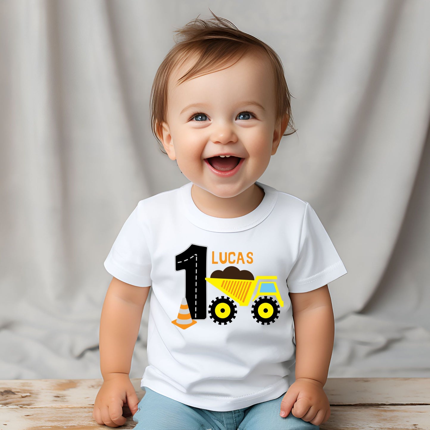 Personalized "Dump Truck" Birthday Romper / T-Shirt