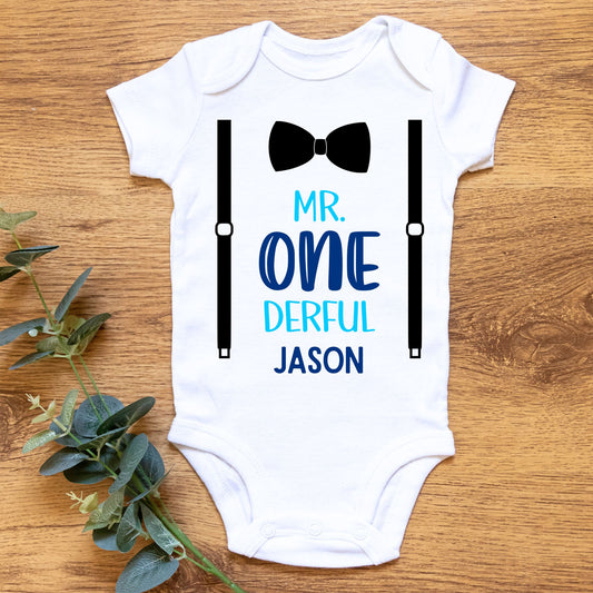 Personalized "Mr. One-derful" Birthday Baby Romper