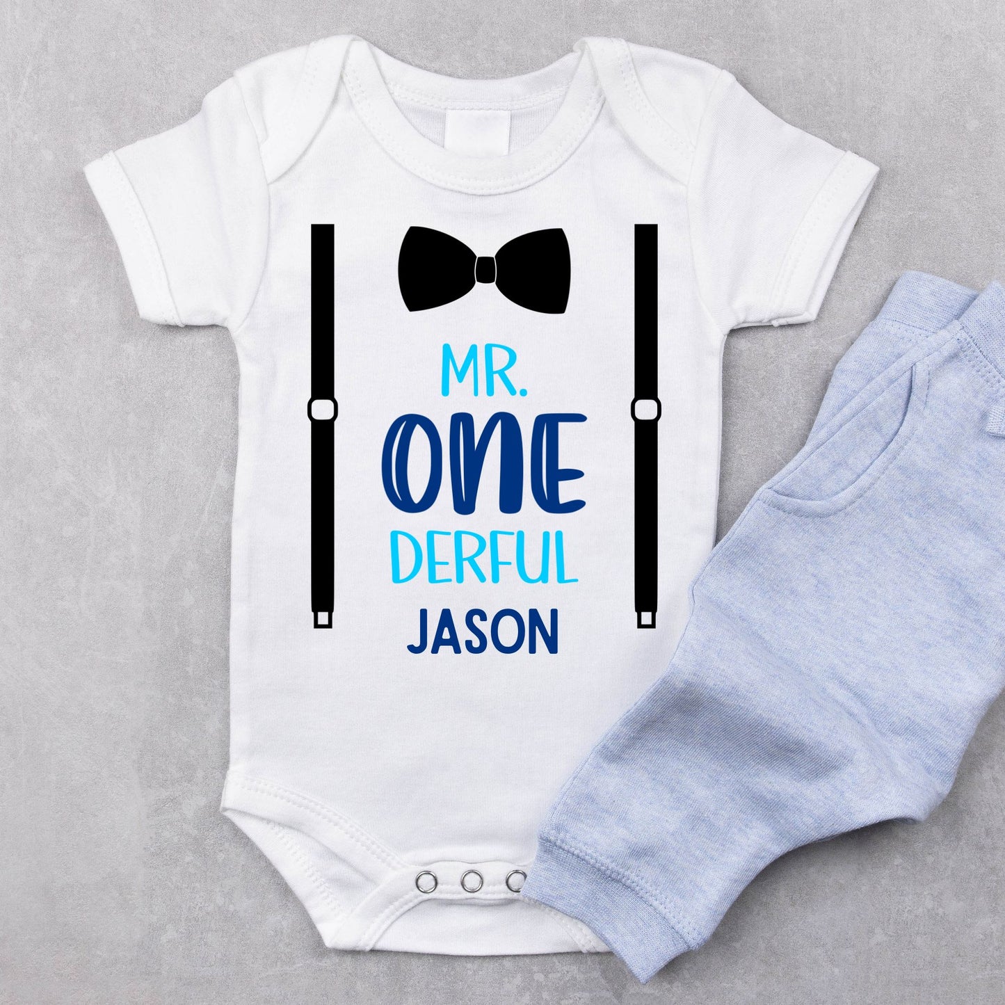 Personalized "Mr. One-derful" Birthday Baby Romper