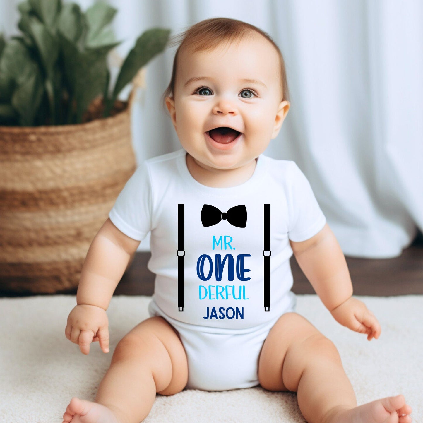 Personalized "Mr. One-derful" Birthday Baby Romper