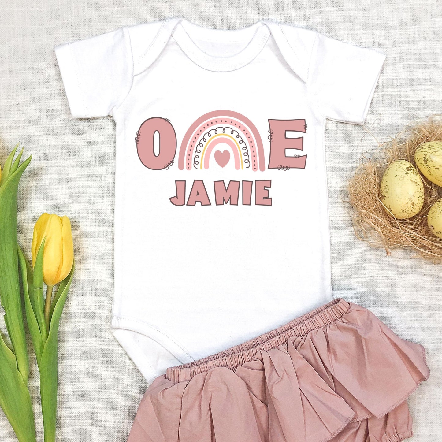 Personalized "ONE" Baby Girl Romper / T-Shirt