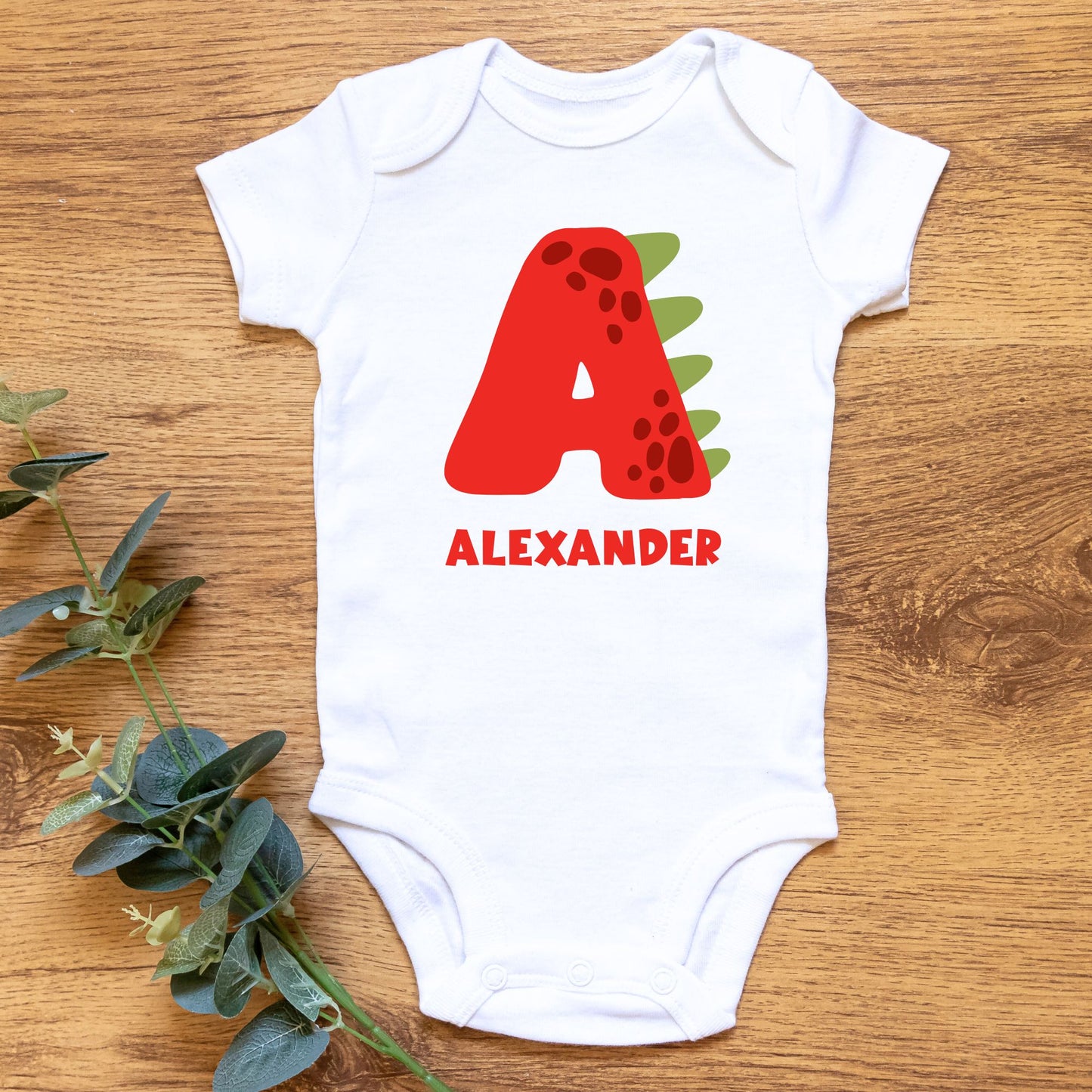Personalized Name "Dino Alphabet Explorer" Baby Romper