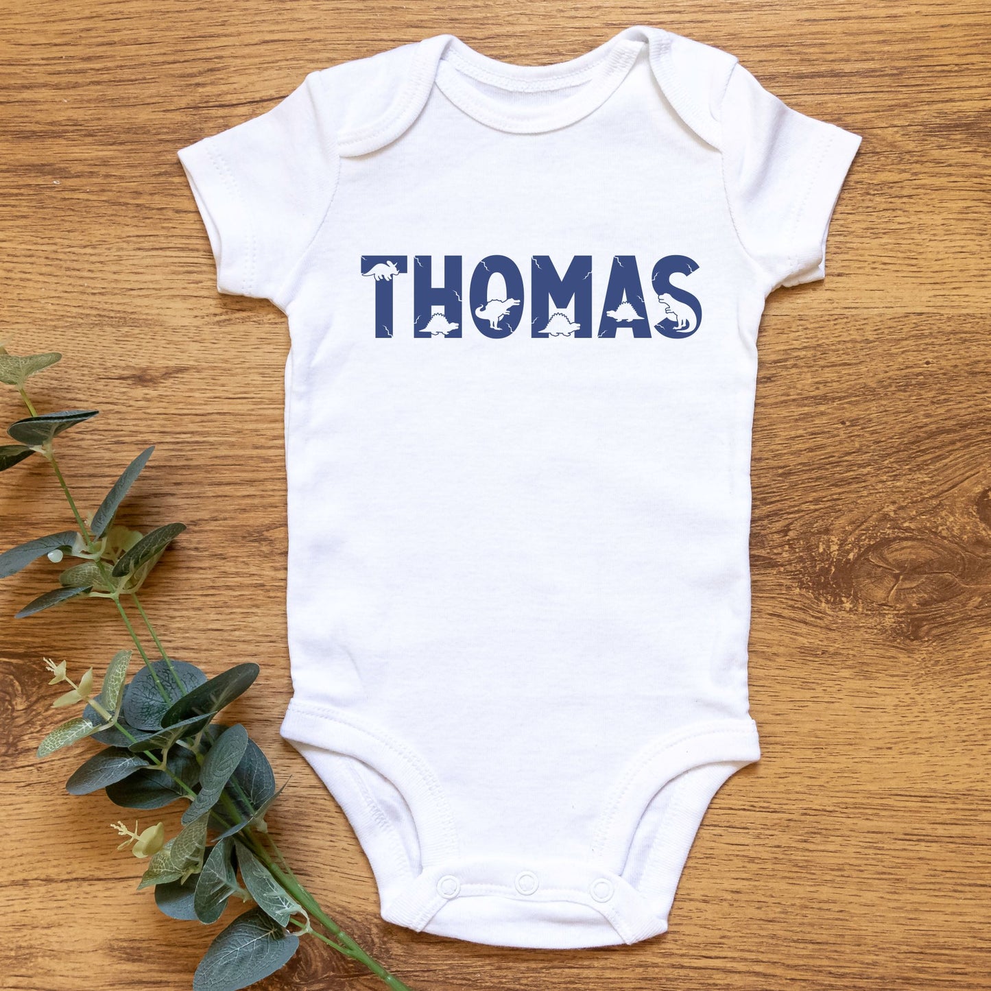 Personalized Name "Dino Giggles" Baby Romper