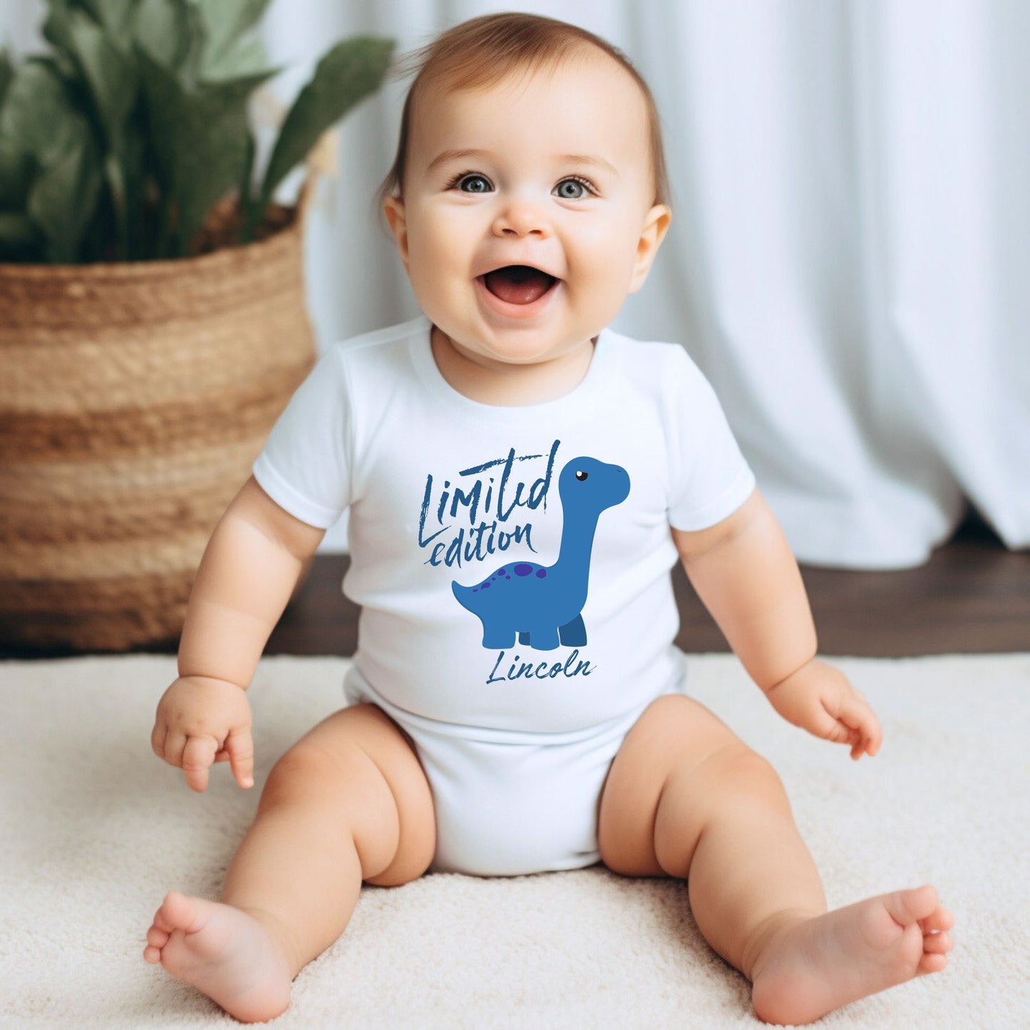 Personalized Name "Limited Edition" Dino Delight Baby Romper