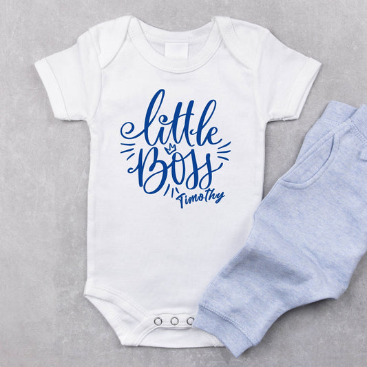 Personalized Name "Little Boss" Baby Romper