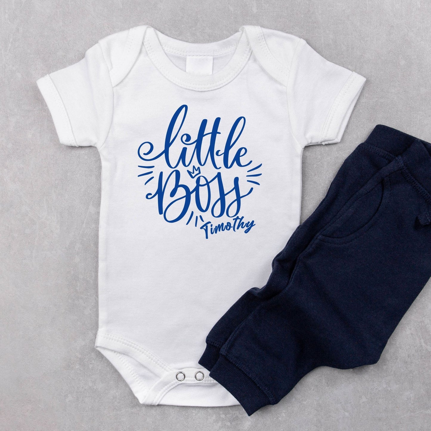 Personalized Name "Little Boss" Baby Romper