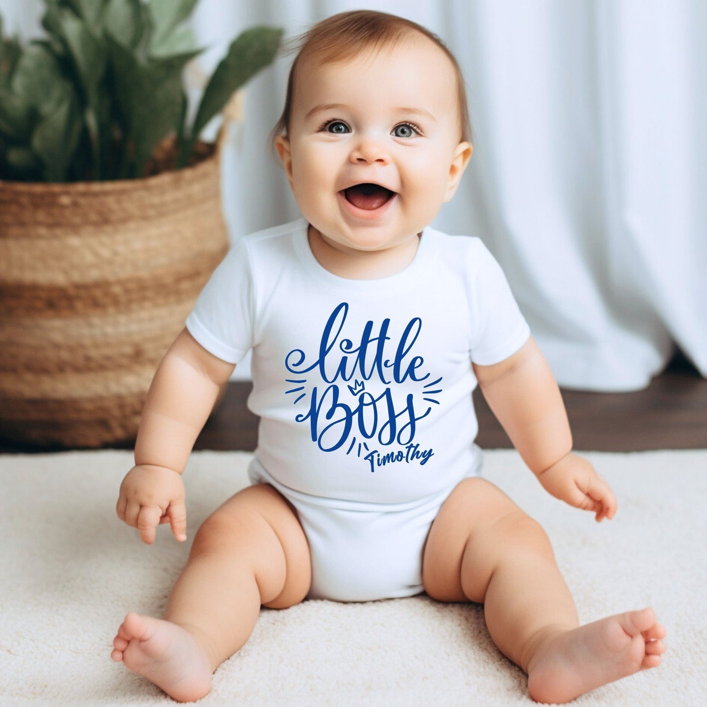 Personalized Name "Little Boss" Baby Romper