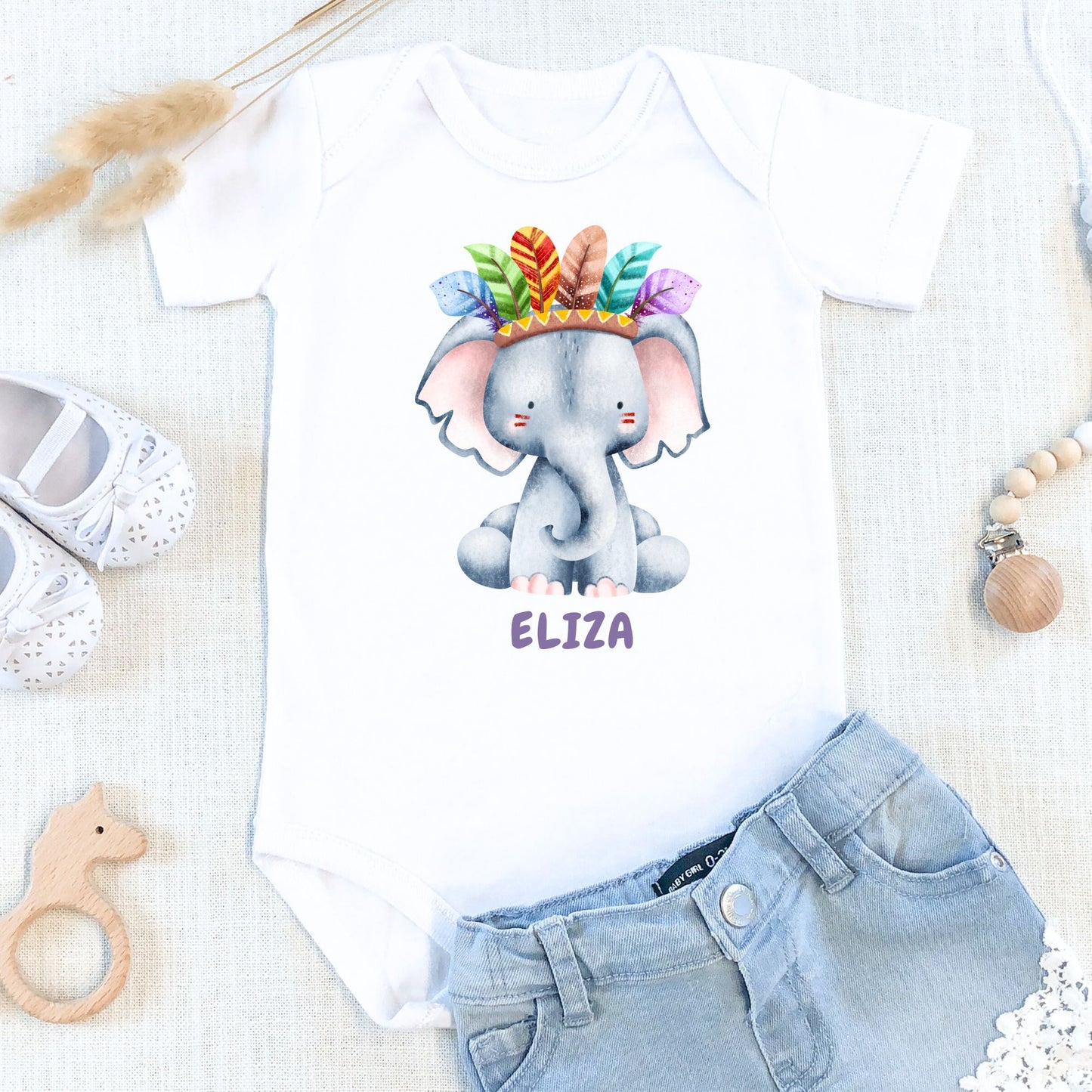 Personalized Name "Safari Tribe" Baby Romper