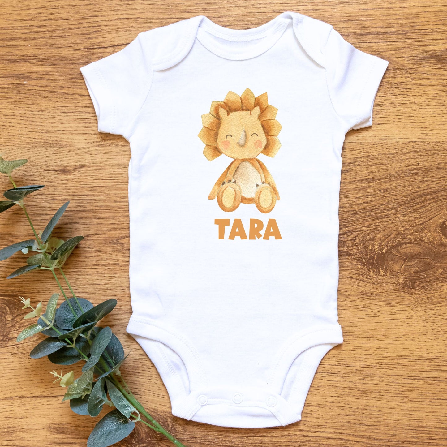 Personalized Name "Sunny Dino" Baby Romper