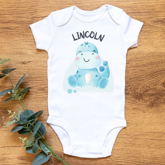 Personalized Name "Dino-Mite" Dinosaur Onesie Baby Romper