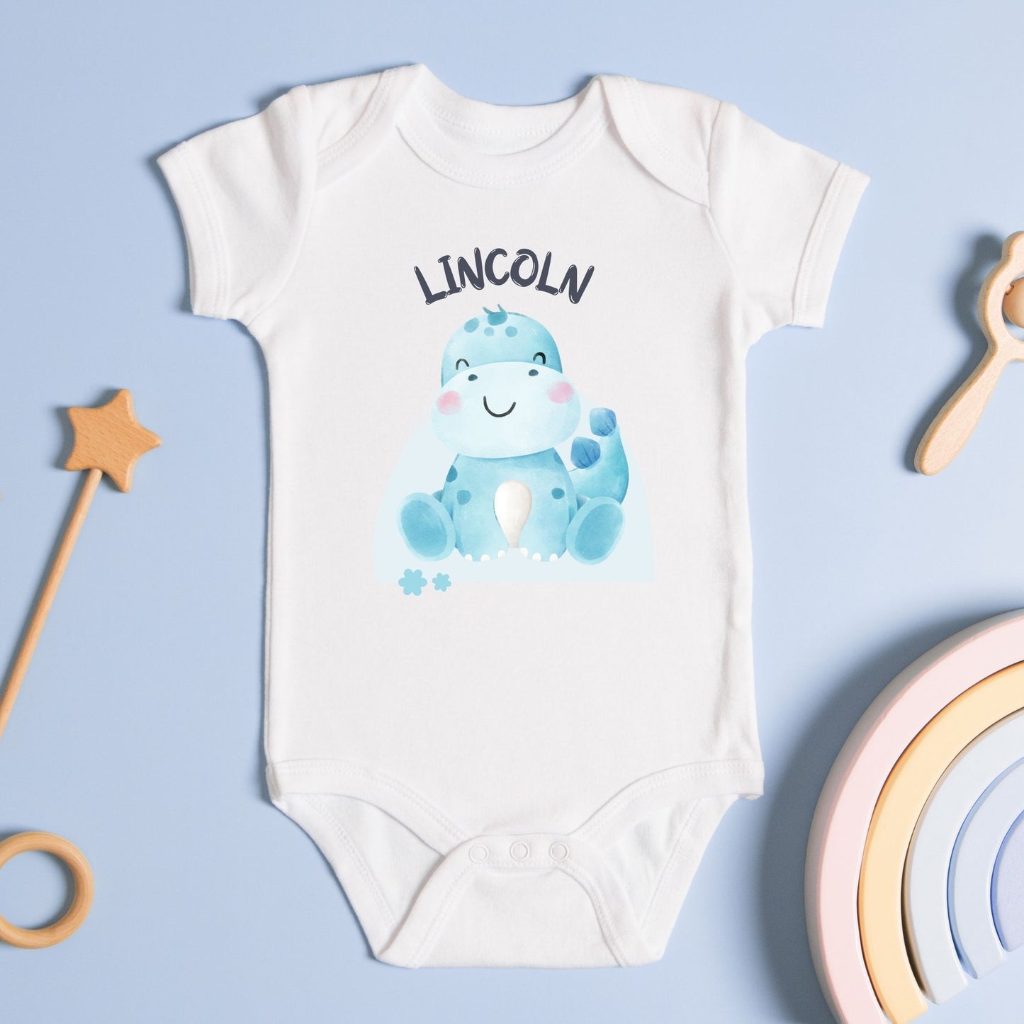 Personalized Name "Dino-Mite" Dinosaur Onesie Baby Romper