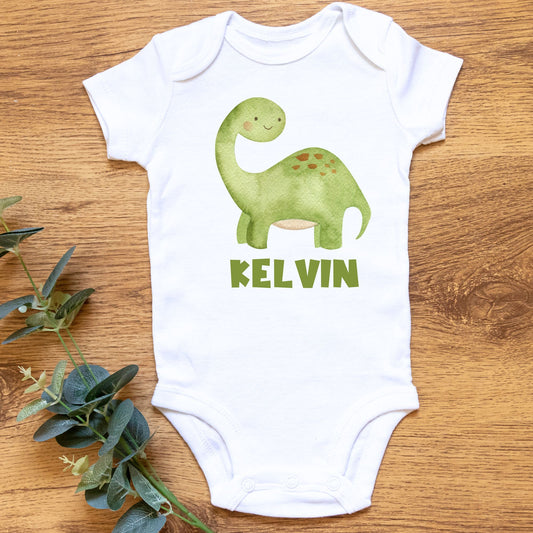 Personalized Name "Dino Dreams" Dinosaur Onesie Baby Romper