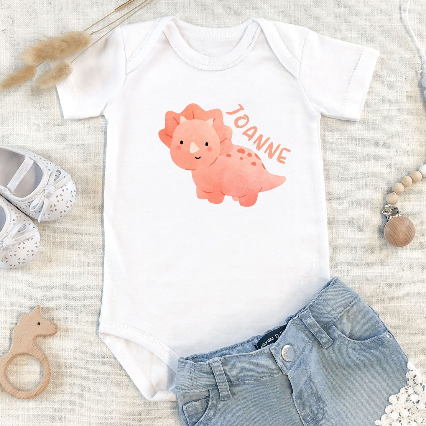 Personalized Name "Dino Love" Baby Romper