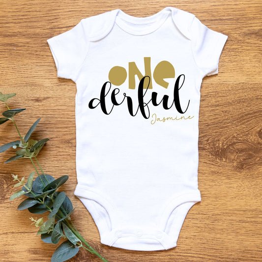 Personalized "One-derful" Birthday Baby Romper