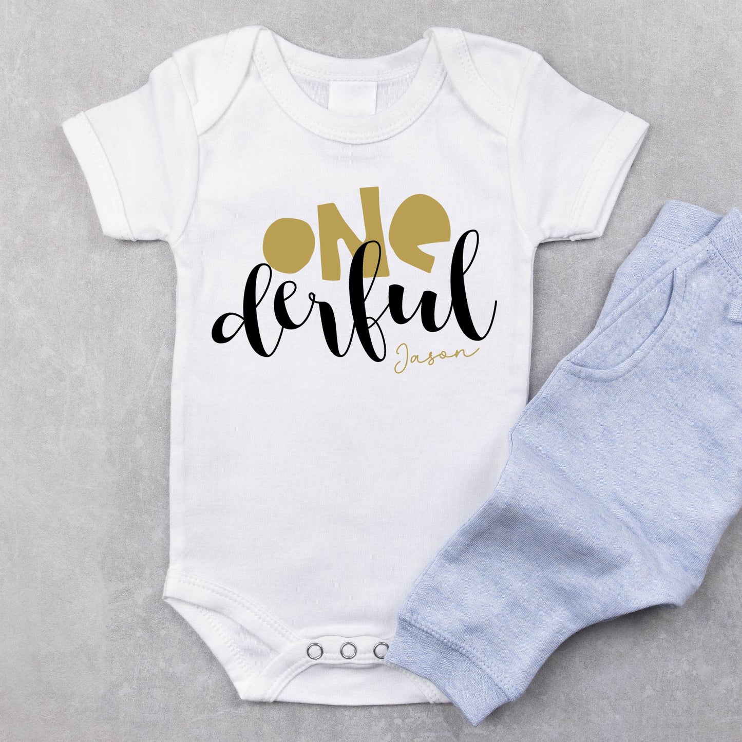 Personalized "One-derful" Birthday Baby Romper