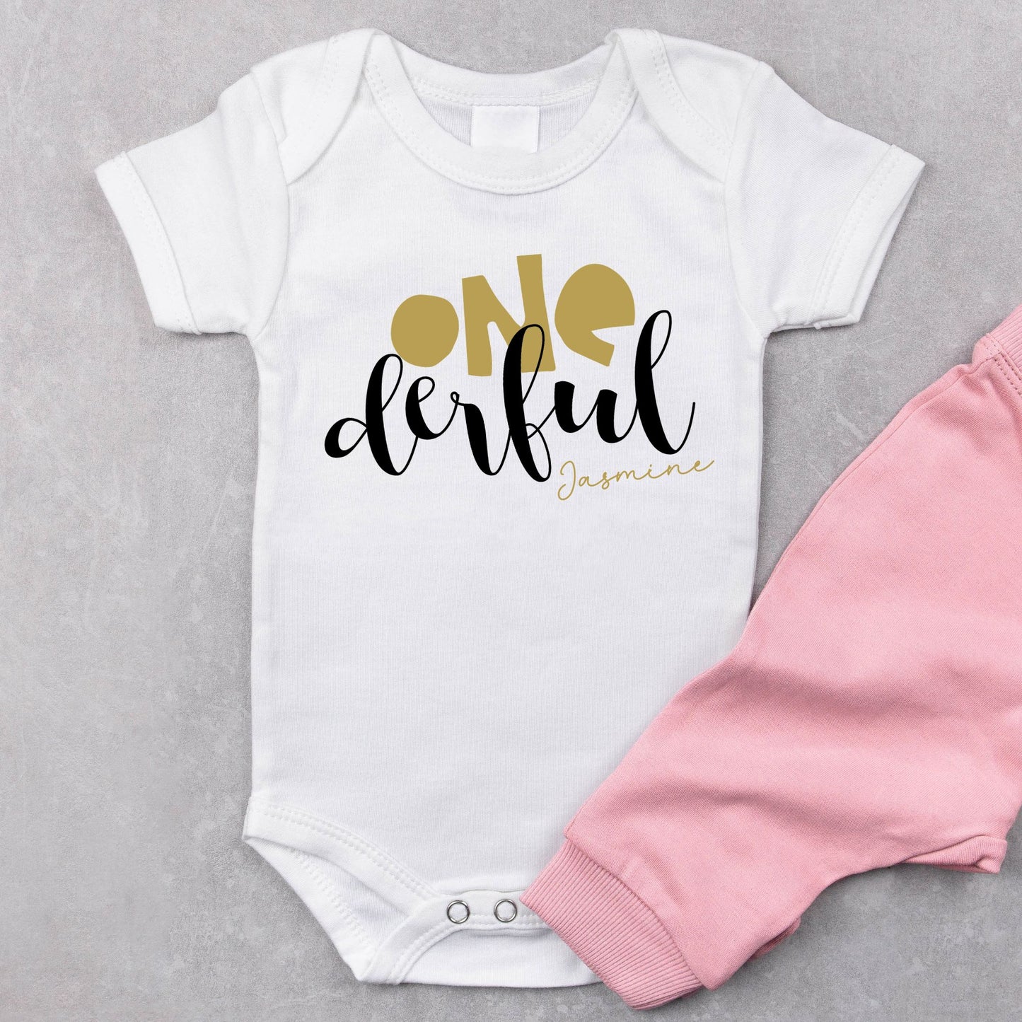 Personalized "One-derful" Birthday Baby Romper