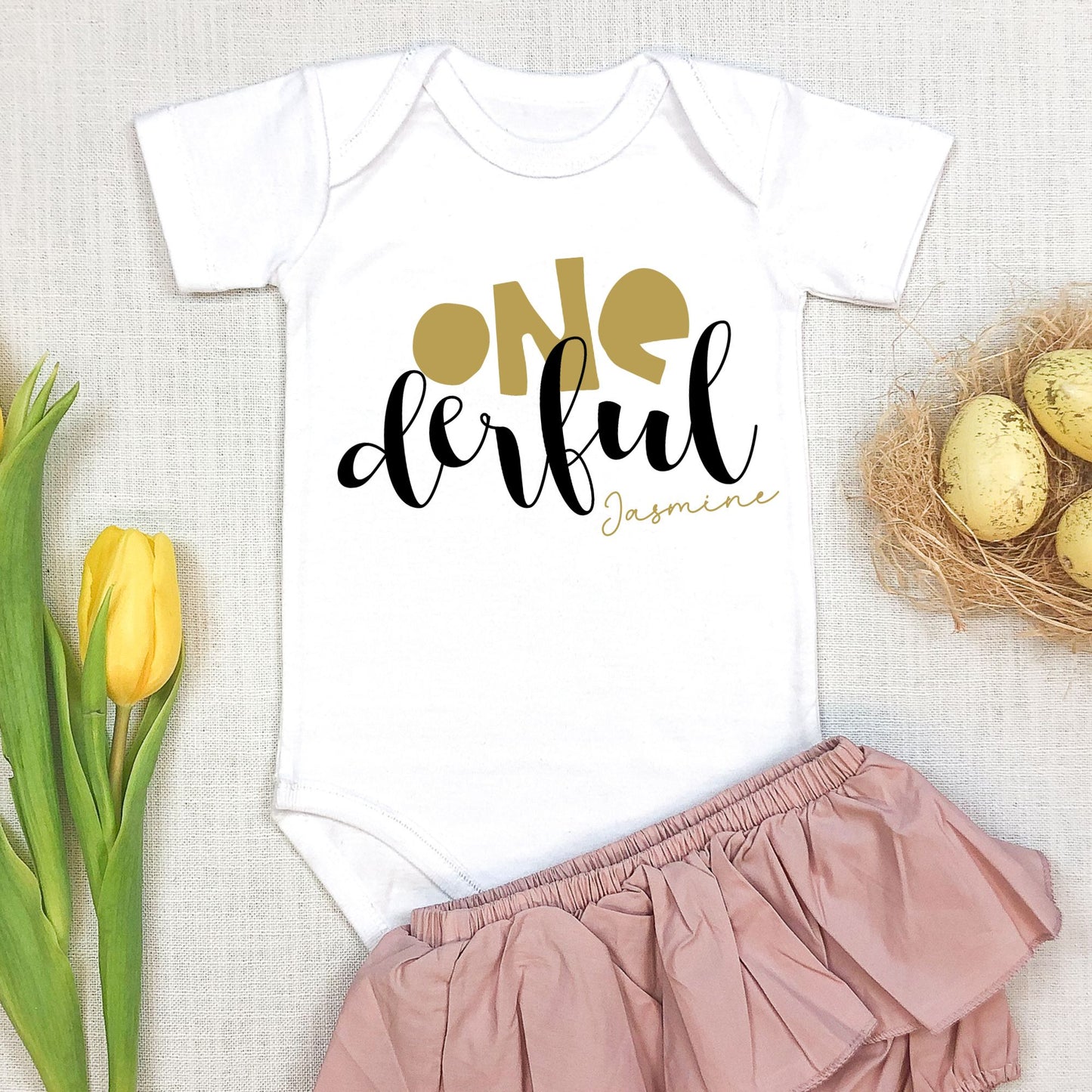 Personalized "One-derful" Birthday Baby Romper