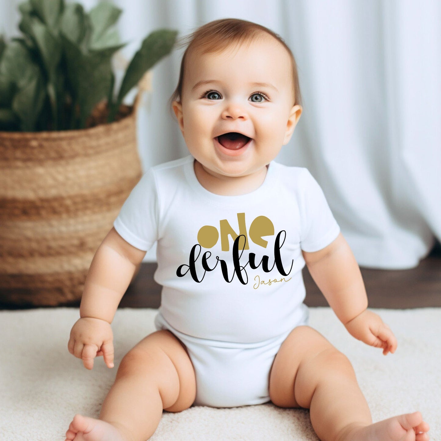 Personalized "One-derful" Birthday Baby Romper