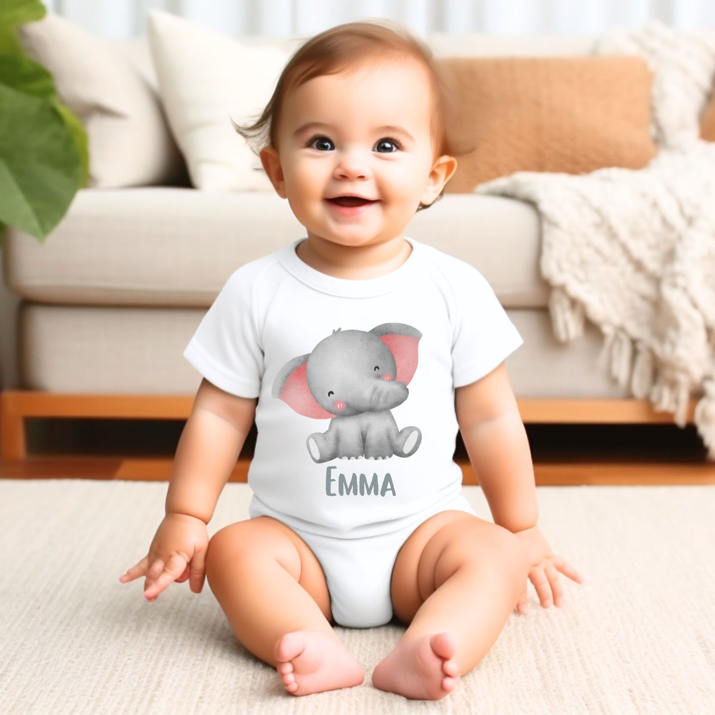 Personalized "Safari Elephant Adventure" Baby Romper