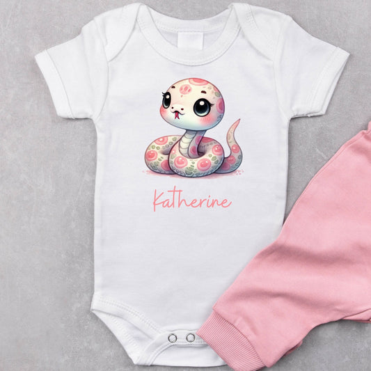 Sssweet Baby: Personalized Snake Baby Romper with Name