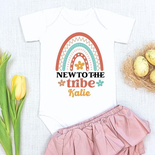 Personalized Name "New to The Tribe" Baby Romper B