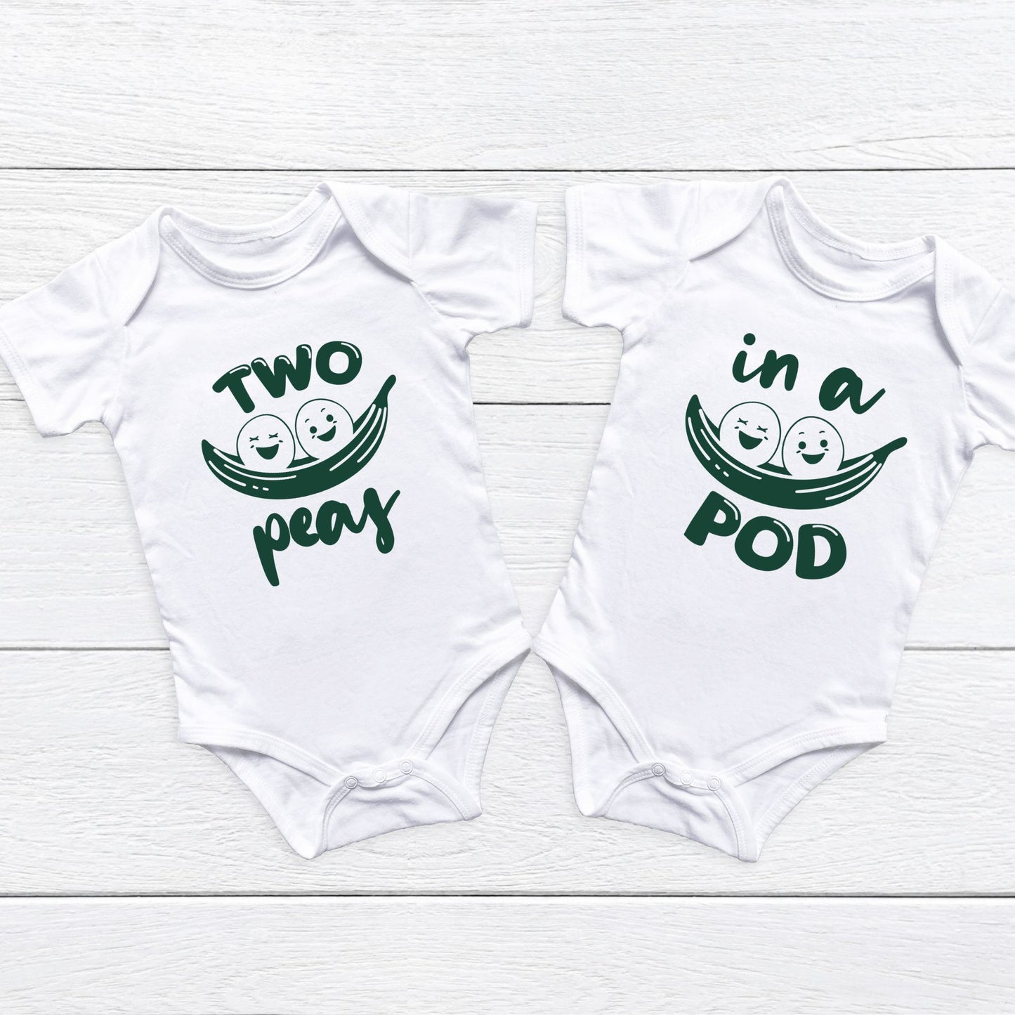 Personalized Two Peas in a Pod Twin Onesies