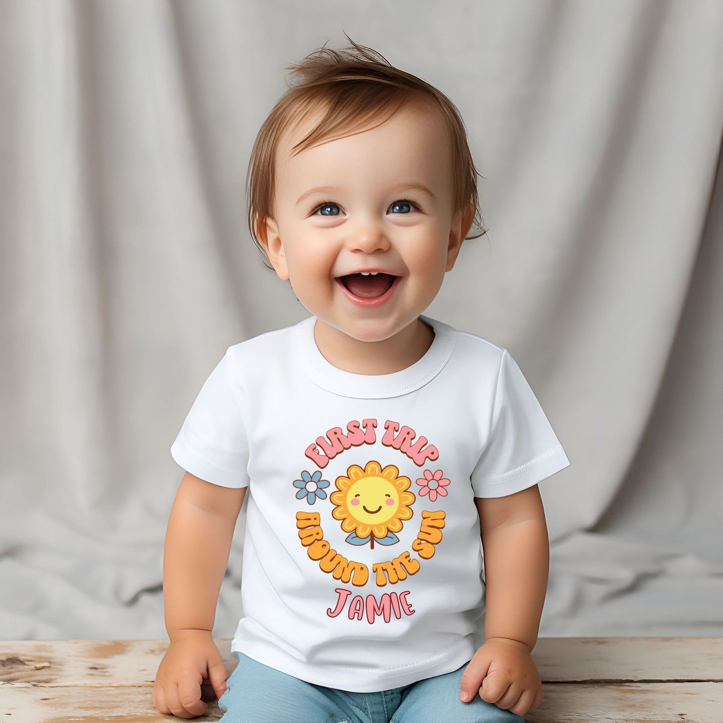 Personalized "First Trip Around The Sun" (A) - Baby Romper