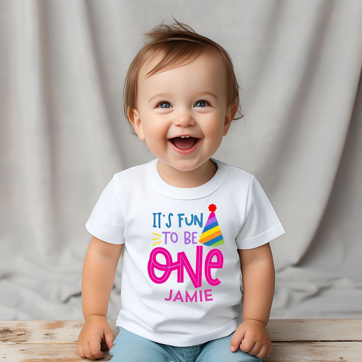 Personalized "It's Fun To Be One" First Birthday Baby Romper