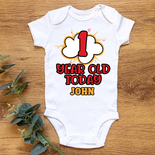 Personalized "1 Year Old Today" Birthday Baby Romper / Baby Tees