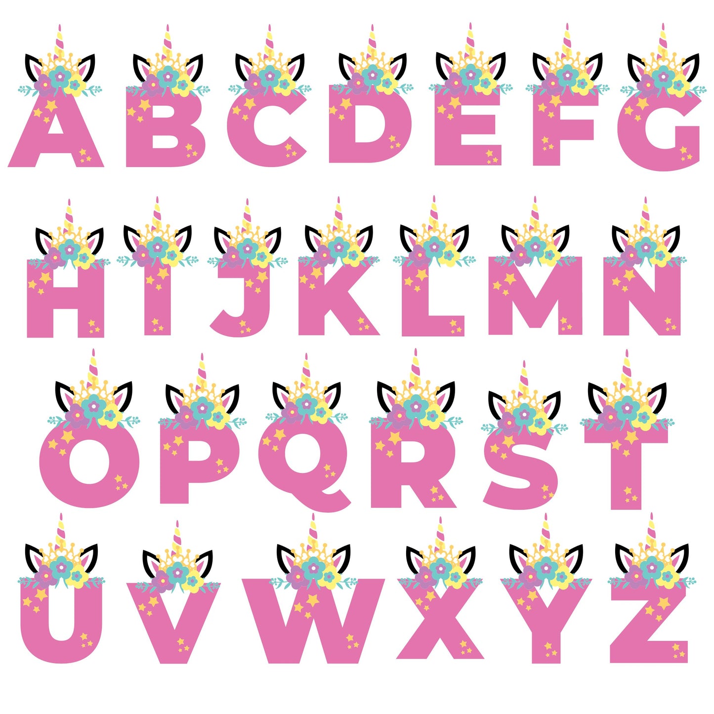 Personalized "Alphabet Charm" Unicorn Baby Romper
