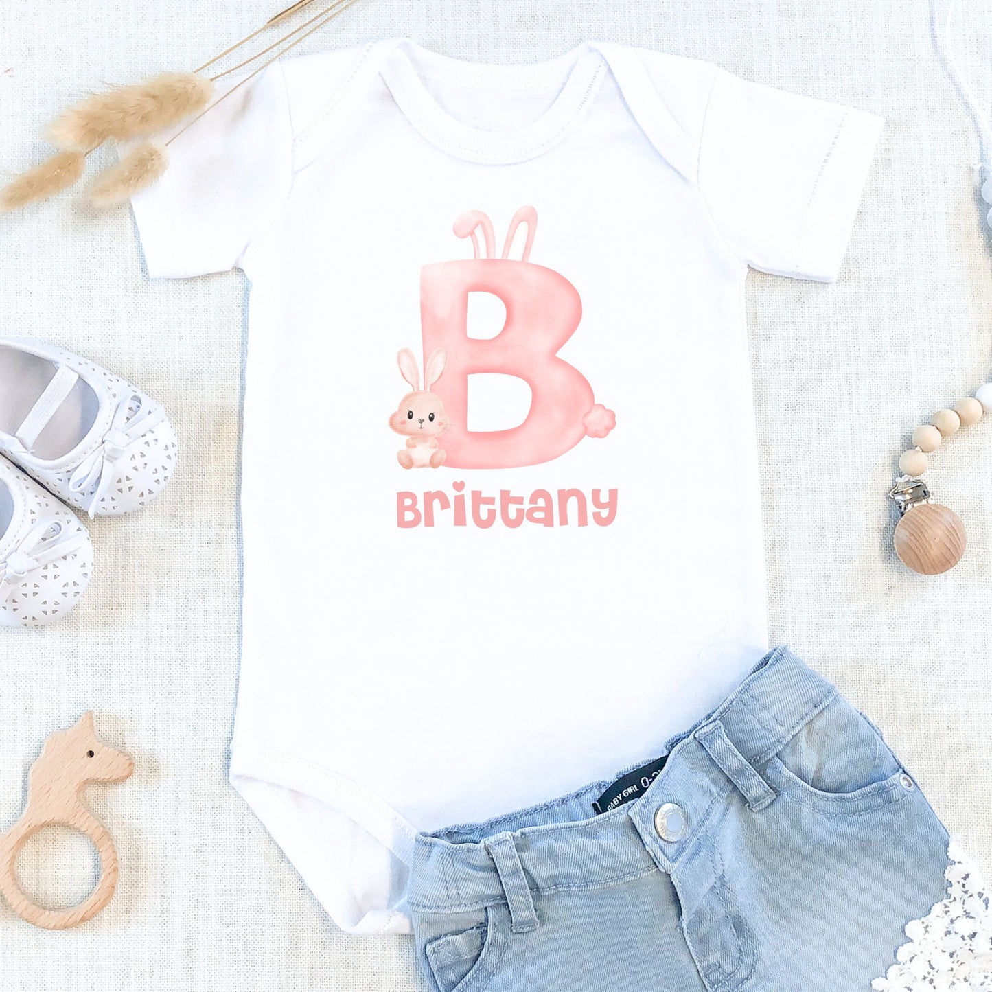 Personalized "Alphabet Rabbit" Baby Romper