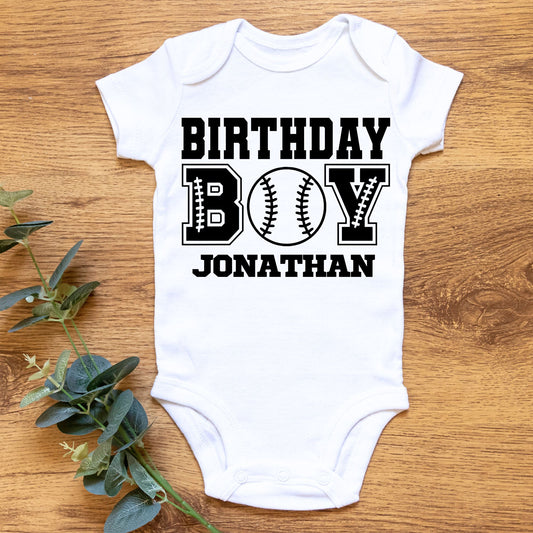 Personalized "Birthday Boy" Baseball Baby Romper / Baby Tees