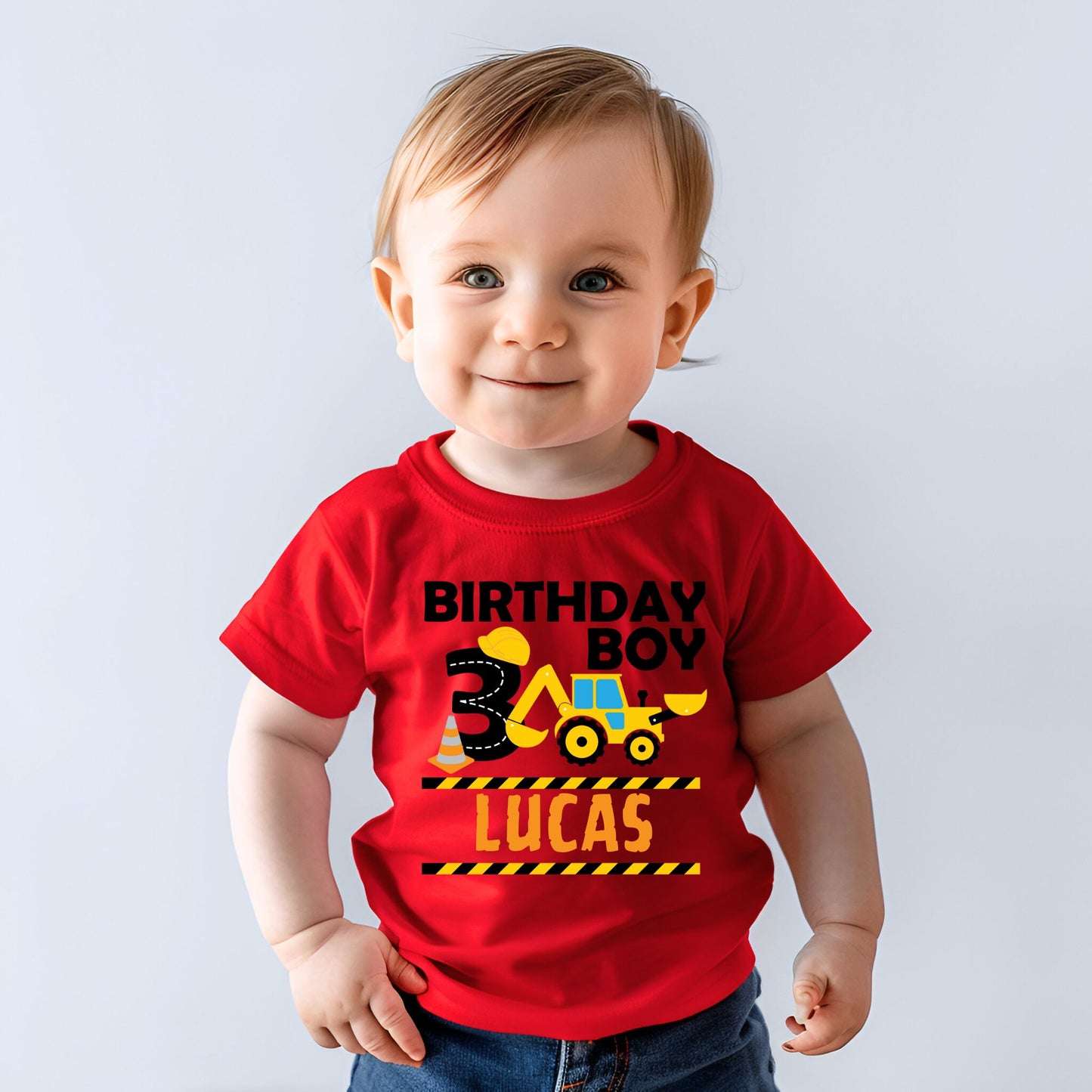 Personalized "Birthday Boy" Baby Romper / Baby Tees: Bulldoze into Fun!"