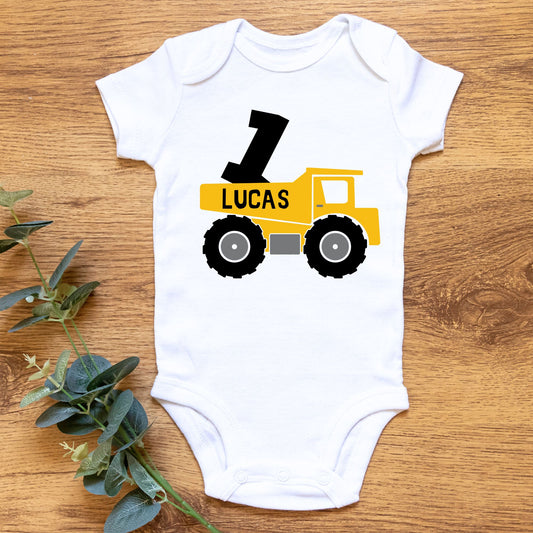 Personalized "Birthday Truck" Baby Romper / T-Shirt