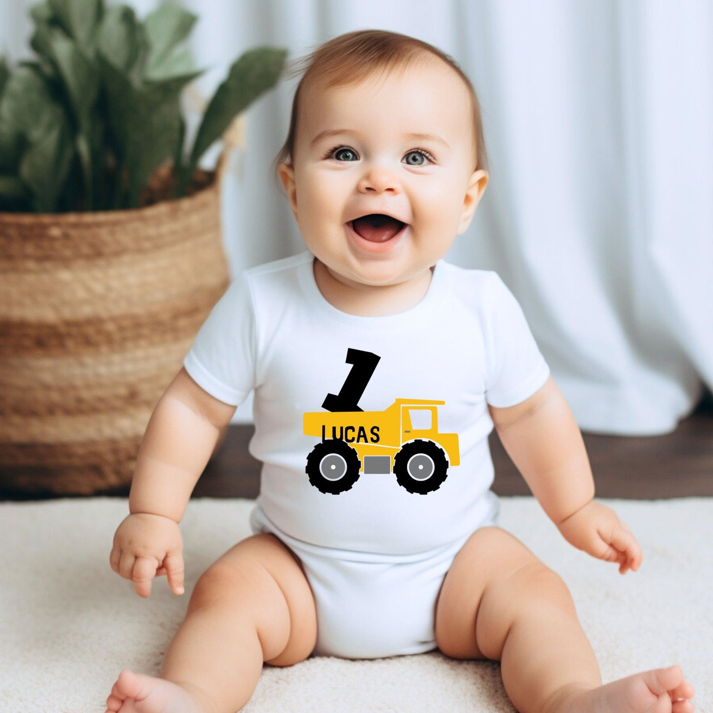 Personalized "Birthday Truck" Baby Romper / T-Shirt