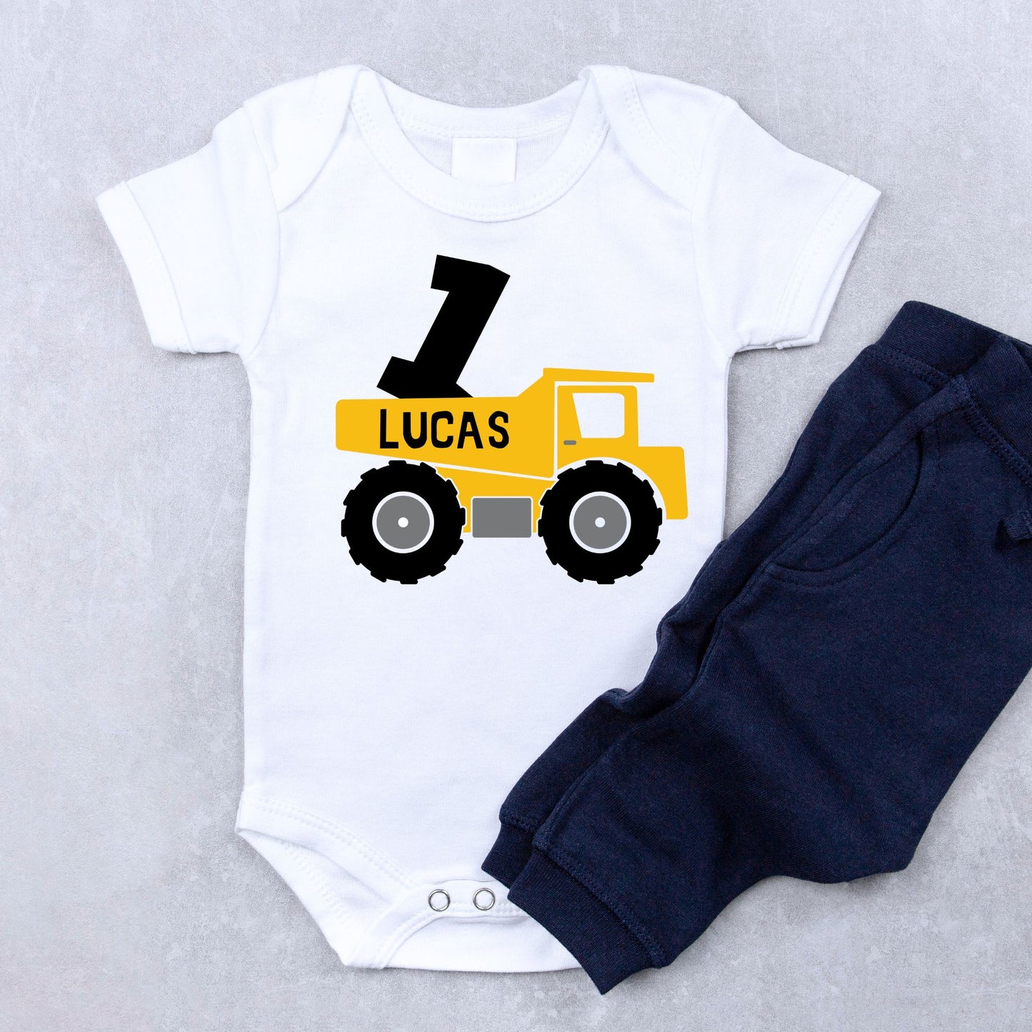 Personalized "Birthday Truck" Baby Romper / T-Shirt