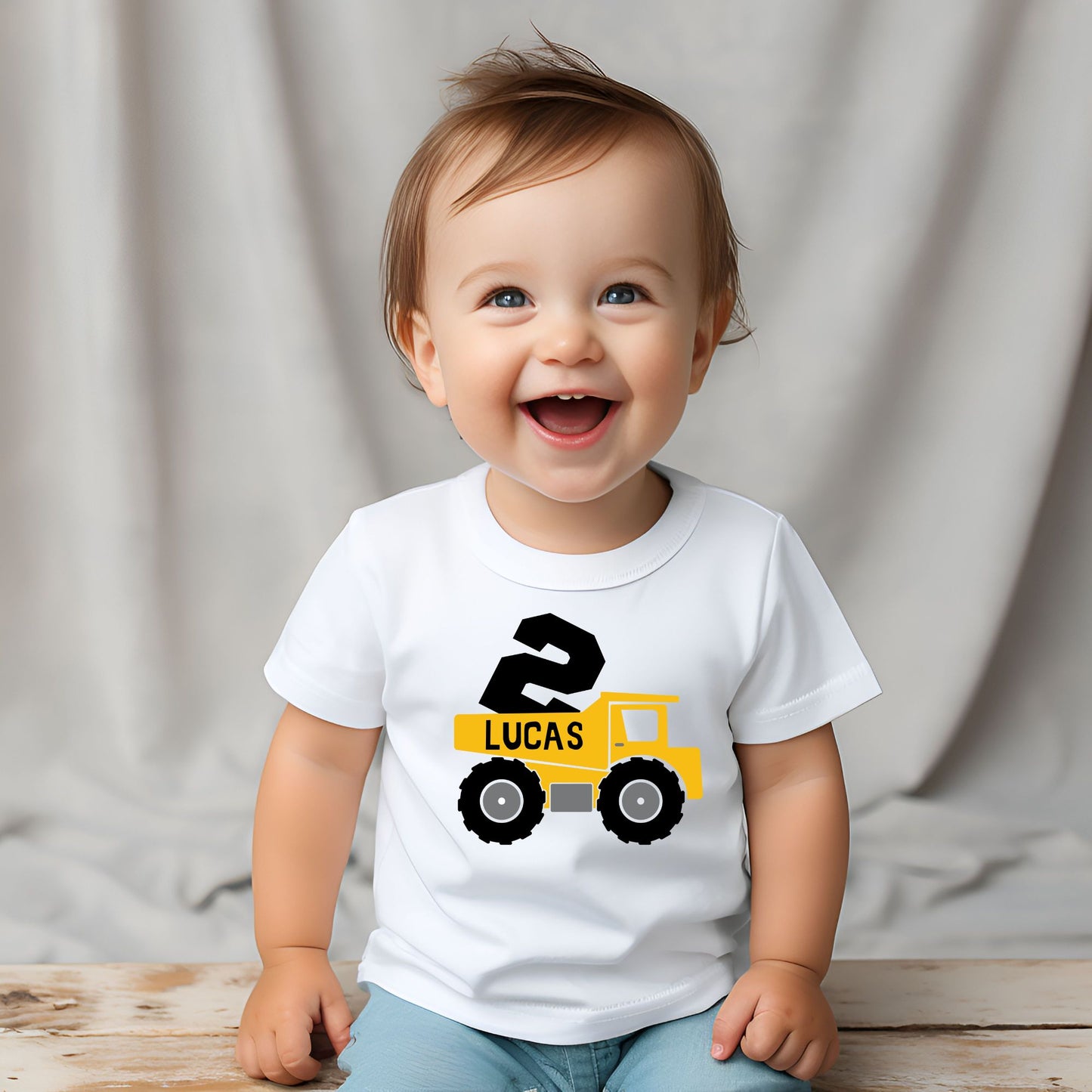 Personalized "Birthday Truck" Baby Romper / T-Shirt