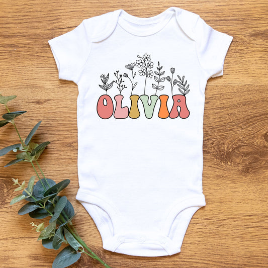 Personalized "Blossoming Beauty" Baby Romper / Baby Tees
