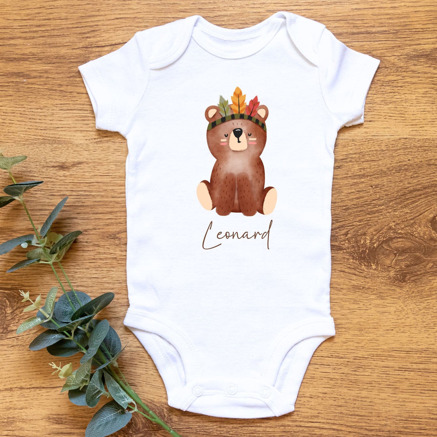 Personalized "Brown Safari" Animal Baby Romper