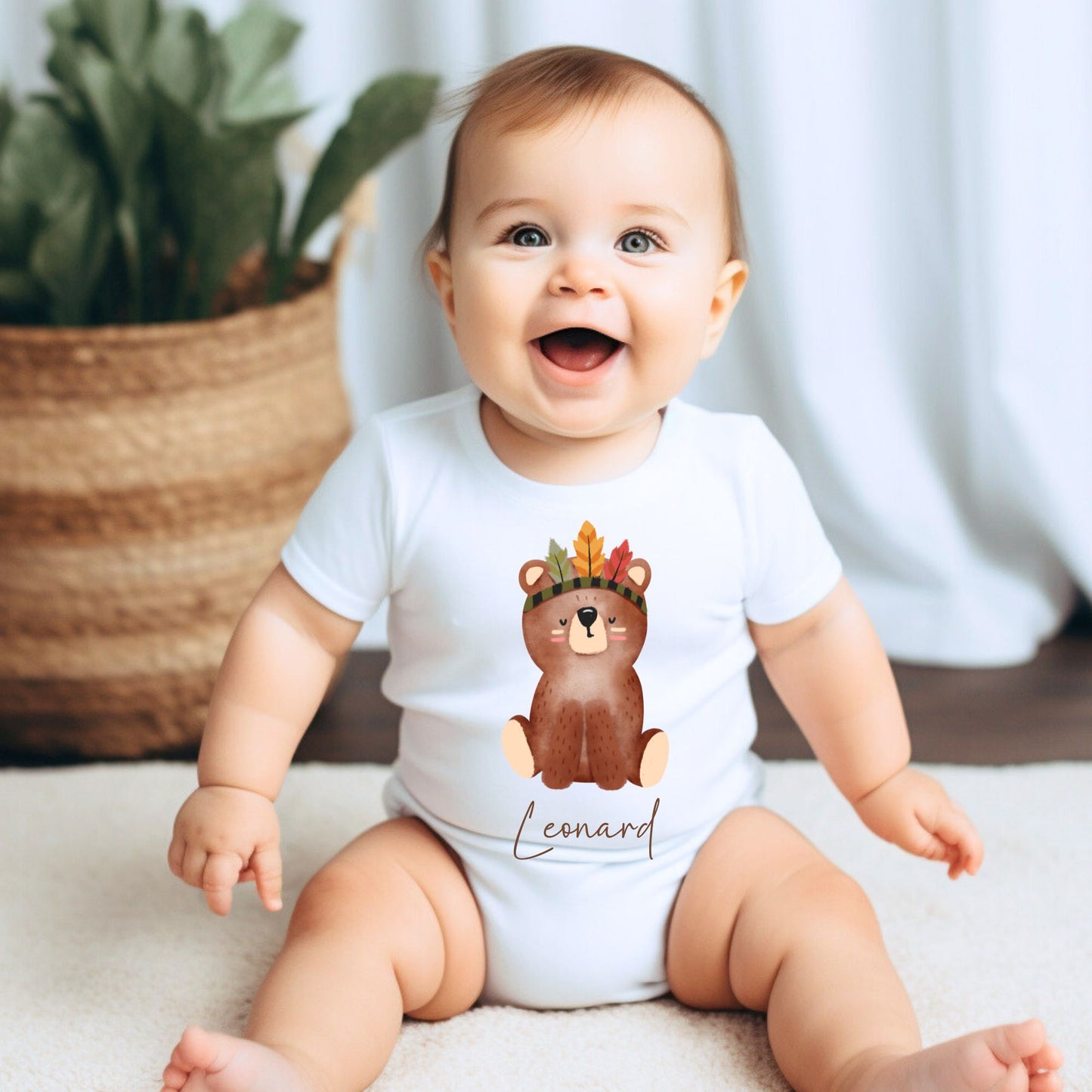 Personalized "Brown Safari" Animal Baby Romper