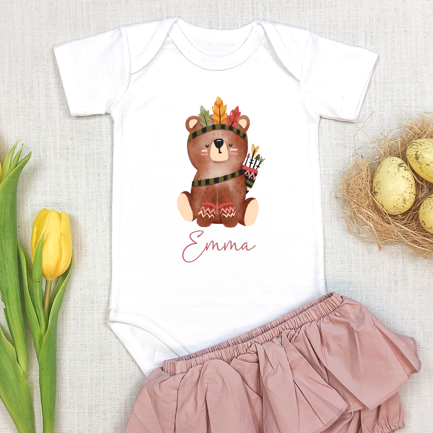 Personalized "Brown Safari" Animal Baby Romper