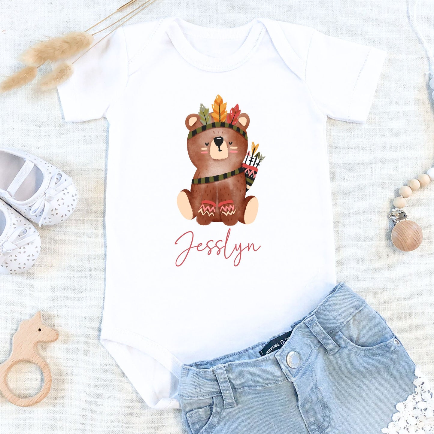 Personalized "Brown Safari" Animal Baby Romper