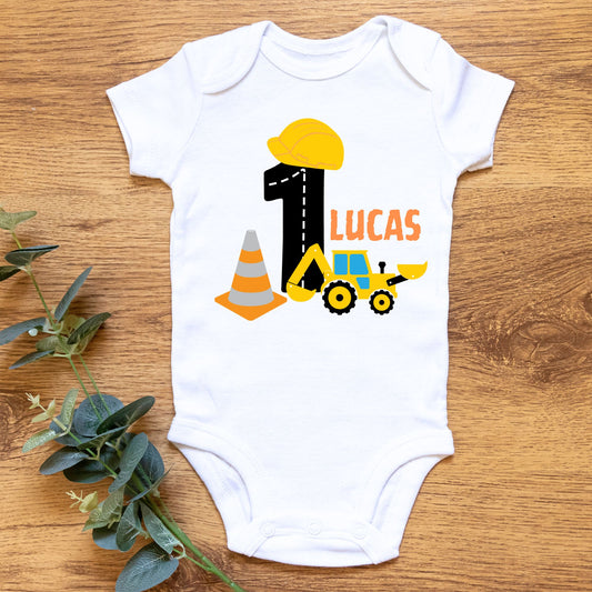 Personalized "Construction Birthday" Baby Romper / T-Shirt