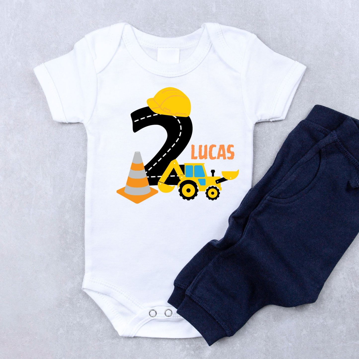 Personalized "Construction Birthday" Baby Romper / T-Shirt