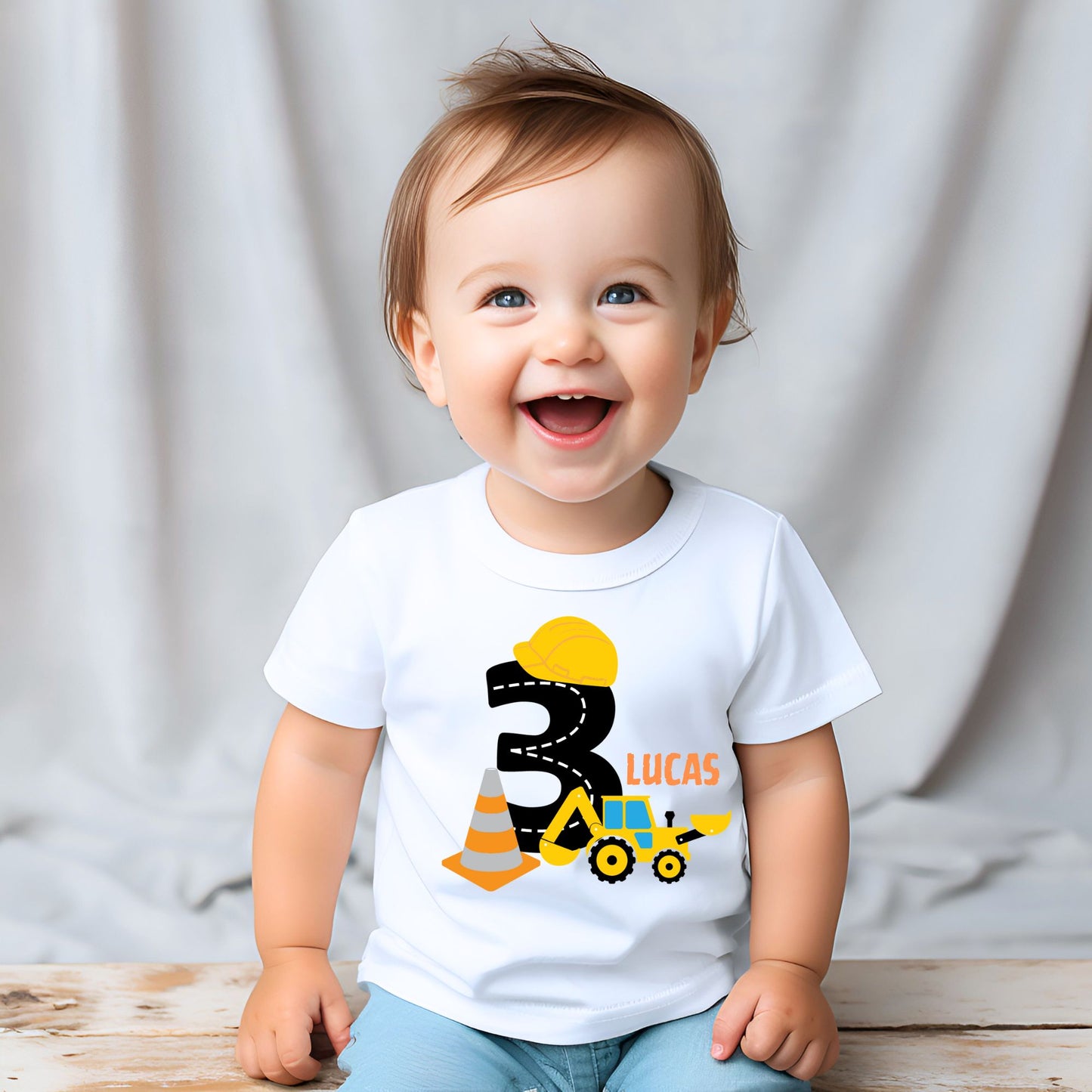 Personalized "Construction Birthday" Baby Romper / T-Shirt