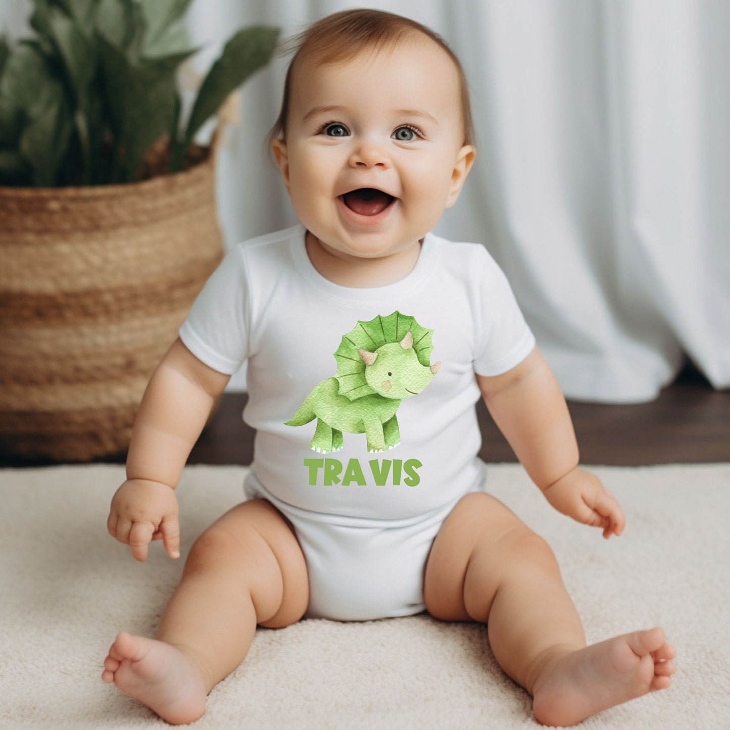 Personalized Name "Dino Delight" Baby Romper