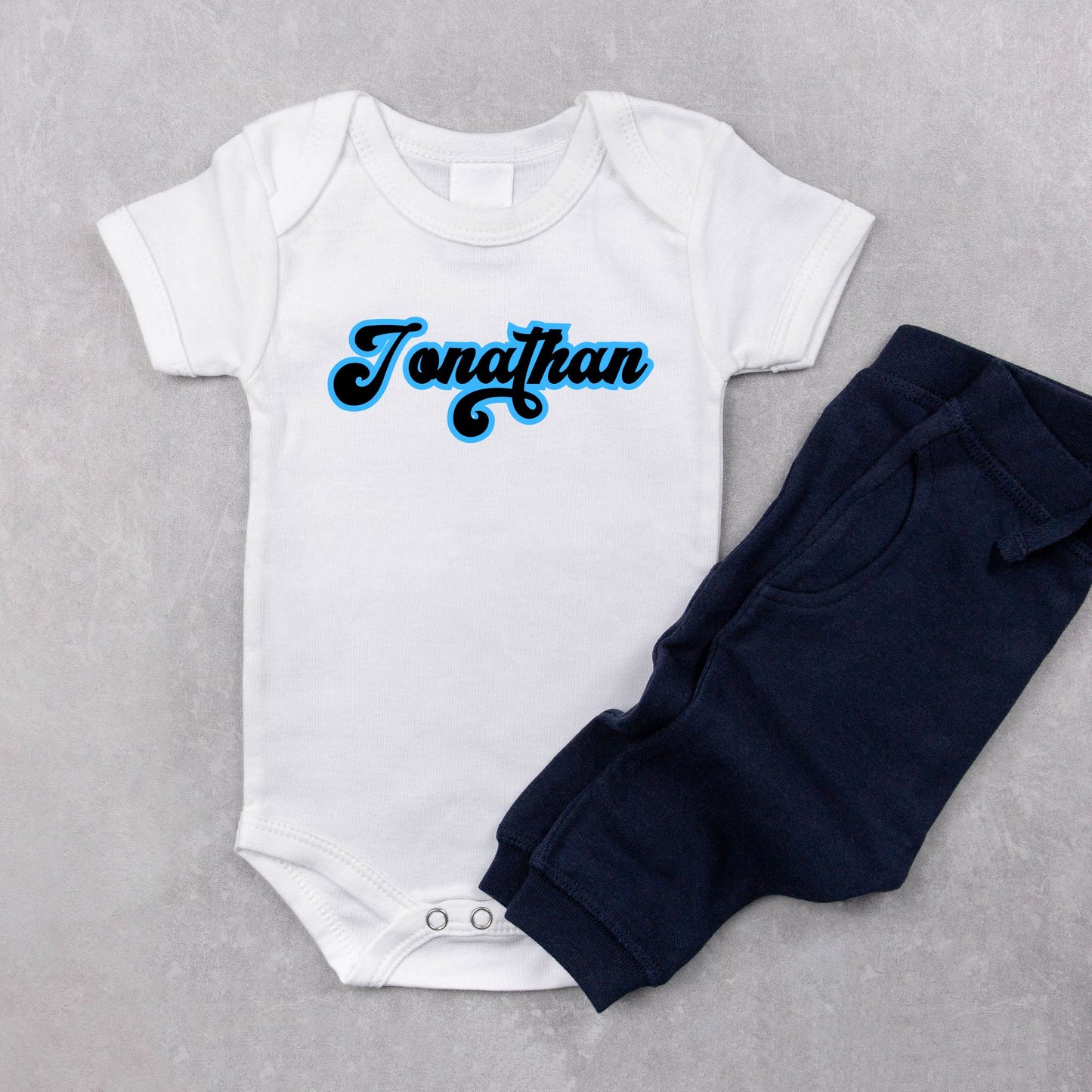 Retro Personalized Name Baby Romper / Baby Tees