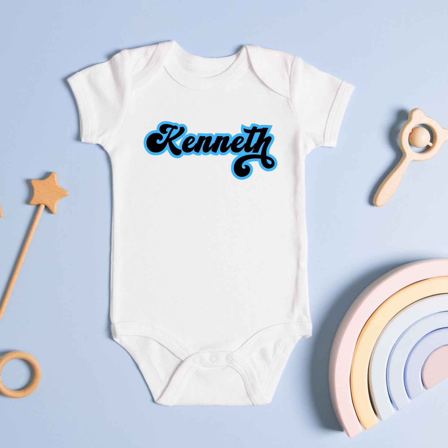 Retro Personalized Name Baby Romper / Baby Tees