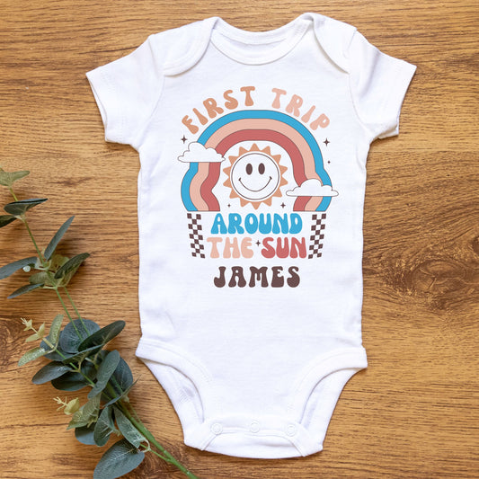 Personalized "First Trip Around The Sun" (B) - Baby Romper