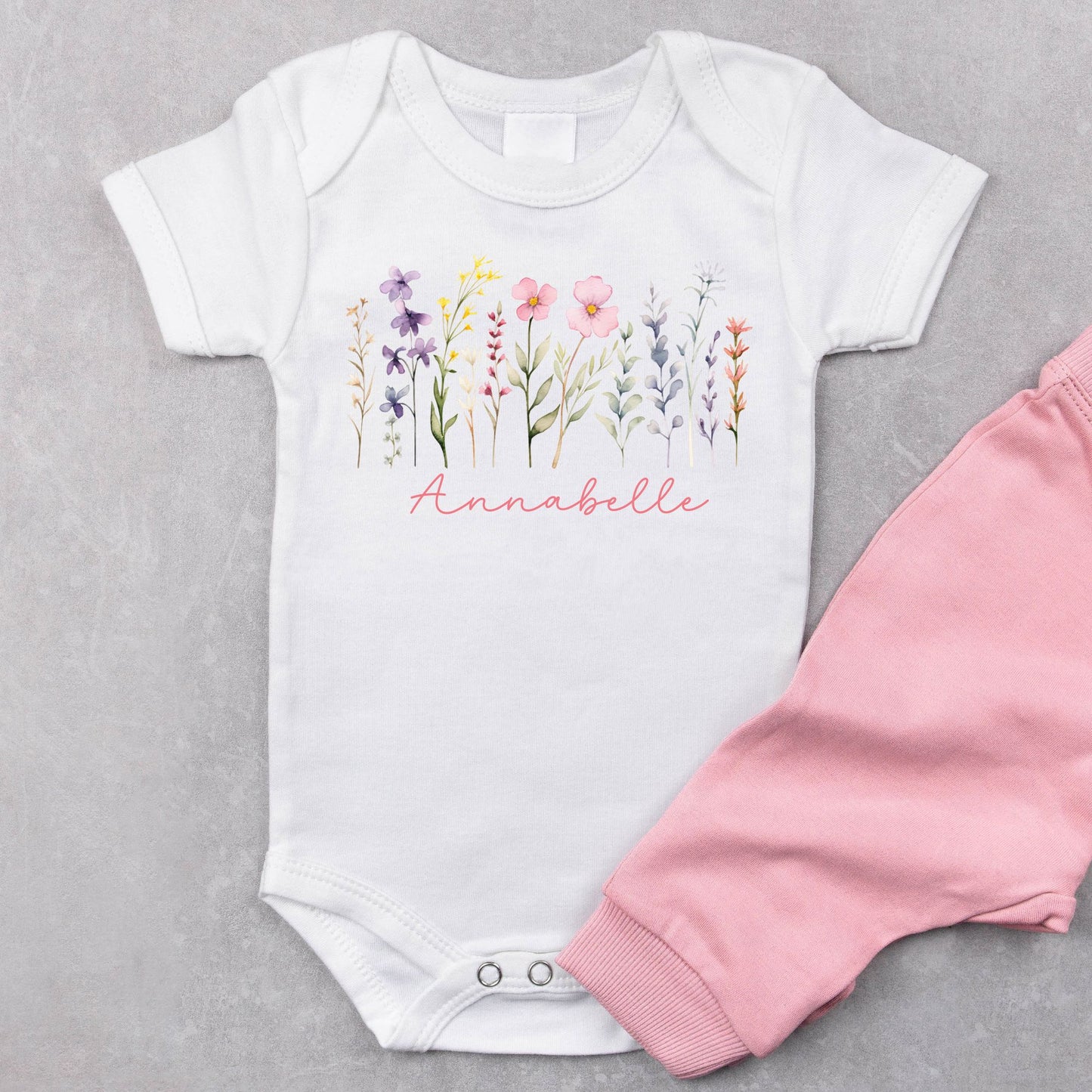 Personalized "Floral Bloom" Baby Romper / Baby Tees